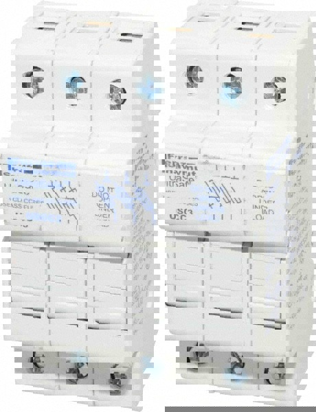 3 Pole, 600 VAC/VDC, 30 Amp, DIN Rail Mount Fuse Holder